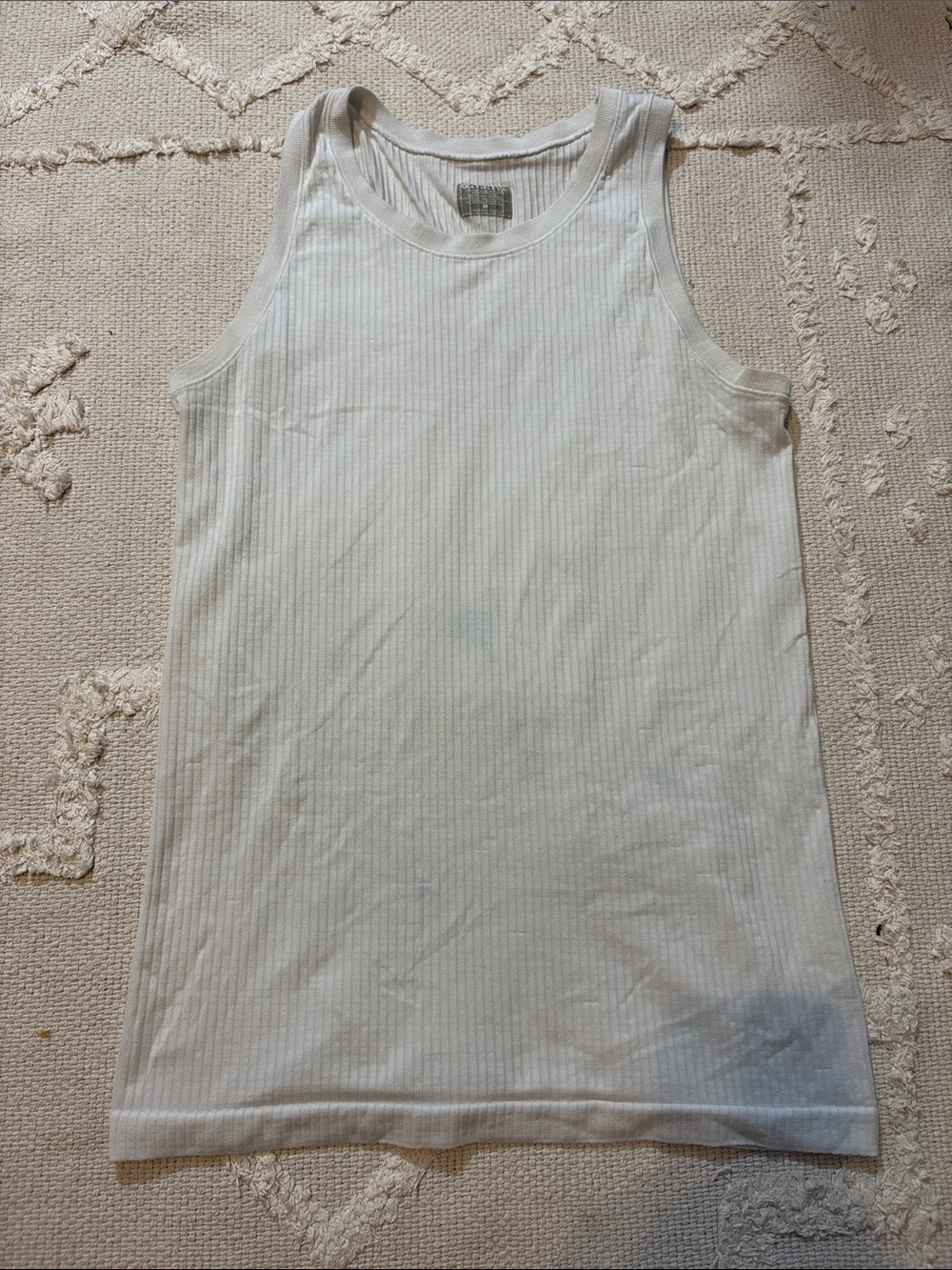 Athleta Ivory Ribbed Crewneck Tank